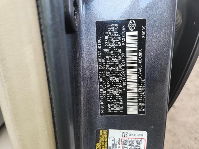 4T1BE46K97U547129 - 2007 TOYOTA CAMRY CE GRAY photo 12