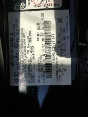 3FAHP0JAXBR281674 - 2011 FORD FUSION SEL BLACK photo 12