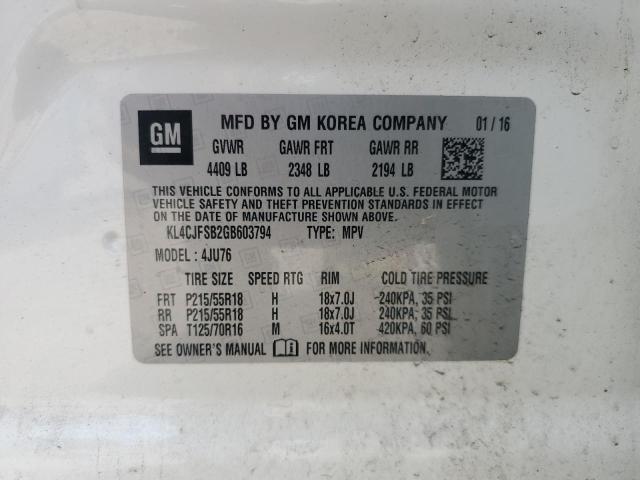 KL4CJFSB2GB603794 - 2016 BUICK ENCORE CONVENIENCE Սպիտակ լուսանկար 13