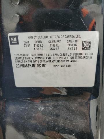 2G1WA5EK4B1262151 - 2011 CHEVROLET IMPALA LS BLACK photo 12