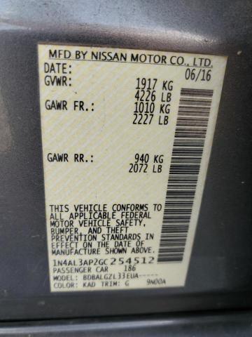 1N4AL3AP2GC254512 - 2016 NISSAN ALTIMA 2.5 灰色 照片 12