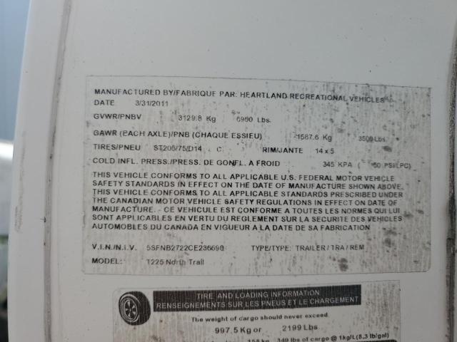 5SFNB2722CE236690 - 2012 HEARTLAND NORTHTRAIL 白色 照片 10