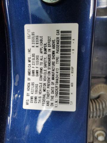 1HGCR2F78HA241413 - 2017 HONDA ACCORD EX BLUE photo 13