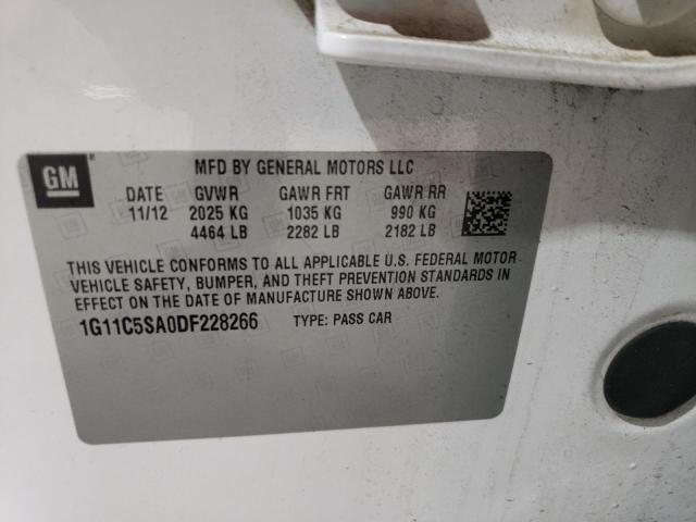 1G11C5SA0DF228266 - 2013 CHEVROLET MALIBU 1LT WHITE photo 12