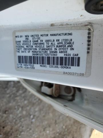 1NXBR32E73Z073383 - 2003 TOYOTA COROLLA CE WHITE photo 12