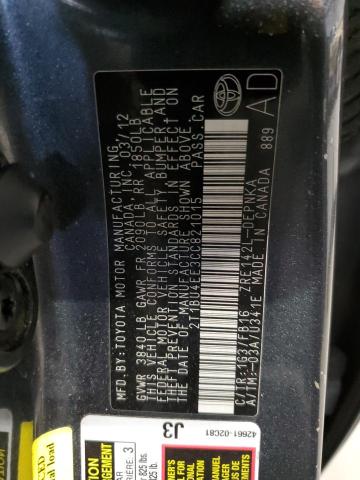 2T1BU4EE3CC821015 - 2012 TOYOTA COROLLA LE BASE CHARCOAL photo 12