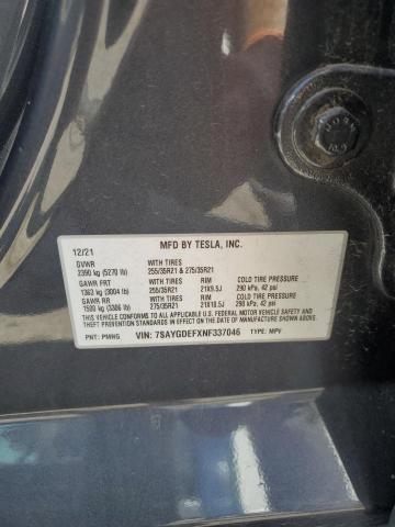 7SAYGDEFXNF337046 - 2022 TESLA MODEL Y Grafitowy zdjęcie 13
