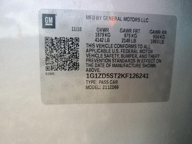 1G1ZD5ST2KF126241 - 2019 CHEVROLET MALIBU LT Silber Foto 12