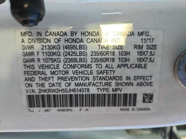 2HKRW2H55JH614578 - 2018 HONDA CR-V EX WHITE photo 12
