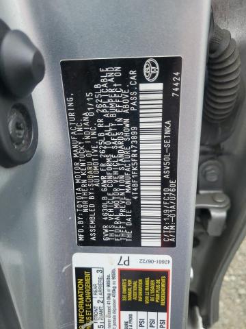 4T4BF1FK5FR473899 - 2015 TOYOTA CAMRY LE SILVER photo 12