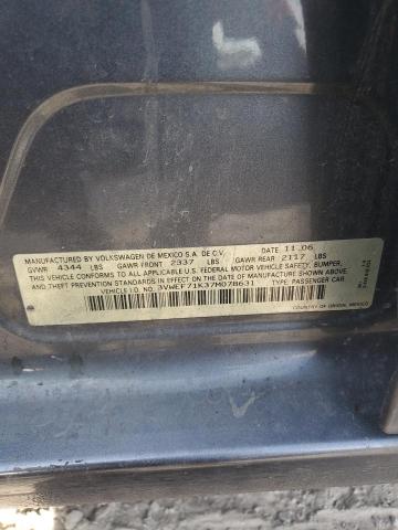 3VWEF71K37M078631 - 2007 VOLKSWAGEN JETTA WOLFSBURG 灰色 照片 12