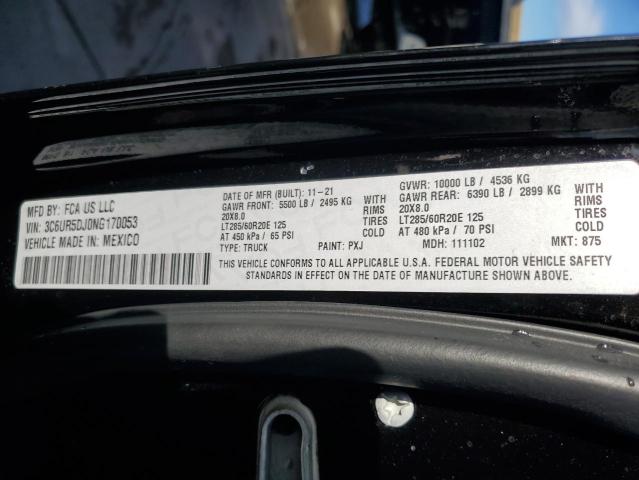 3C6UR5DJ0NG170053 - 2022 RAM 2500 BIG HORN/LONE STAR BLACK photo 12