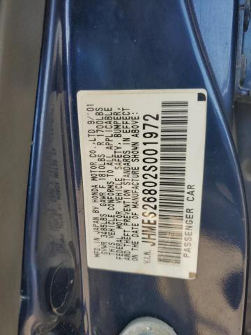 JHMES26802S001972 - 2002 HONDA CIVIC EX BLUE photo 12