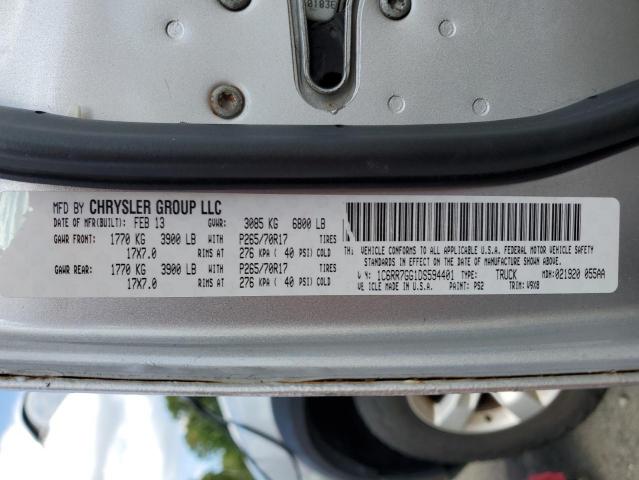 1C6RR7GG1DS594401 - 2013 RAM 1500 SLT ვერცხლისფერი ფოტო 12