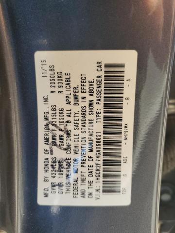 1HGCR2F74GA068651 - 2016 HONDA ACCORD EX GRAY photo 12