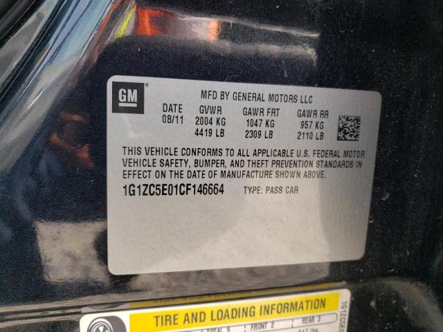 1G1ZC5E01CF146664 - 2012 CHEVROLET MALIBU 1LT BLACK photo 12