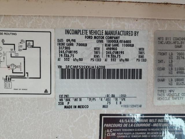 3FCMF53SXXJA16208 - 1999 FORD F550 SUPER DUTY STRIPPED CHASSIS WHITE photo 10