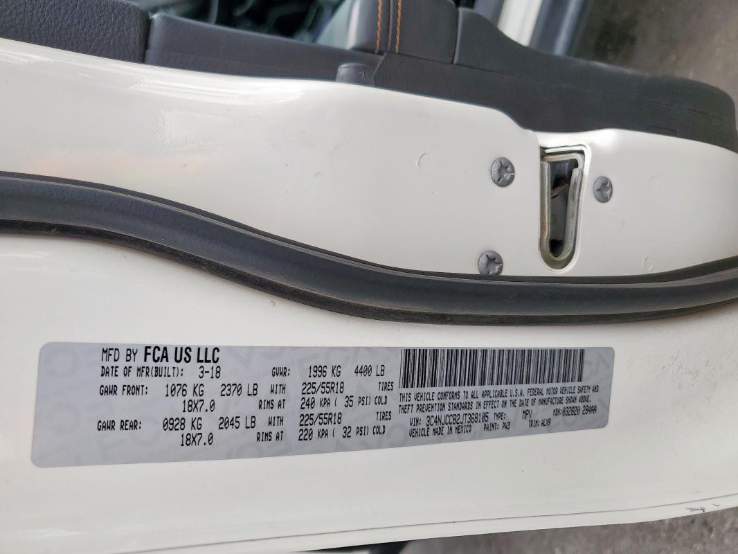 3C4NJCCB2JT368105 - 2018 JEEP COMPASS LIMITED თეთრი ფოტო 13