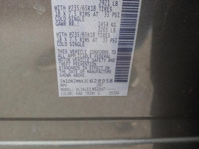 5N1DR2MNXJC628958 - 2018 NISSAN PATHFINDER S GRAY photo 10