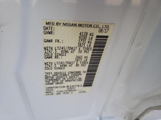 1N6BF0KY1HN810761 - 2017 NISSAN NV 1500 S WHITE photo 13