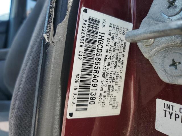 1HGCD5655RA091390 - 1994 HONDA ACCORD EX Qırmızı foto 12