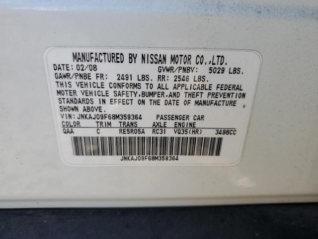 JNKAJ09F68M359364 - 2008 INFINITI EX35 BASE თეთრი ფოტო 13