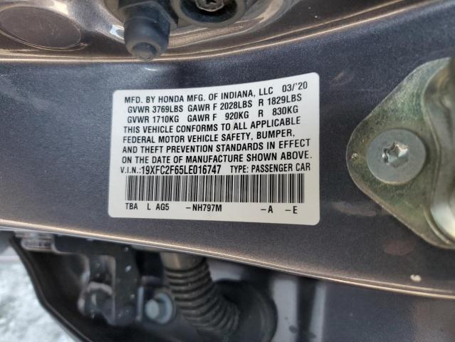 19XFC2F65LE016747 - 2020 HONDA CIVIC LX 灰色 照片 12
