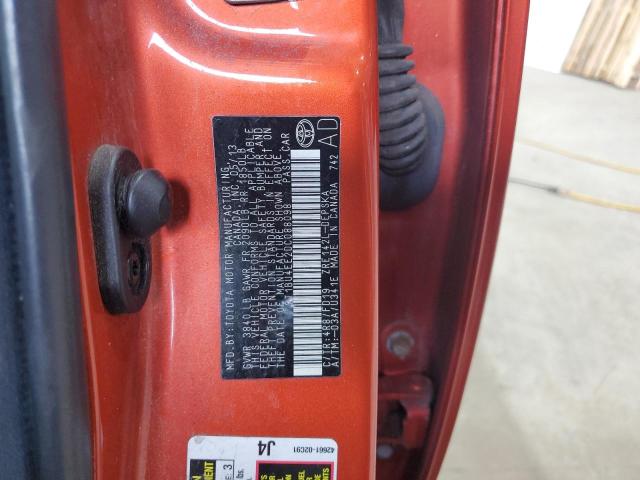 2T1BU4EE2DC088098 - 2013 TOYOTA COROLLA BASE ORANGE photo 12