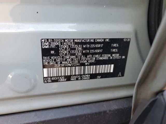 2T3P1RFV2MW172244 - 2021 TOYOTA RAV4 XLE GRAY photo 13