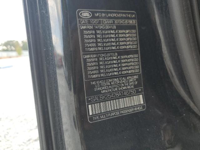 SALSK25428A146750 - 2008 LAND ROVER RANGE ROVE HSE BLACK photo 13