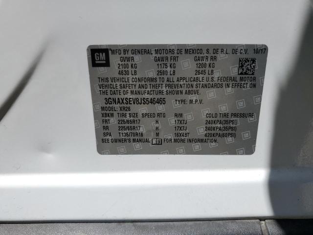 3GNAXSEV8JS546465 - 2018 CHEVROLET EQUINOX LT 白色 照片 13