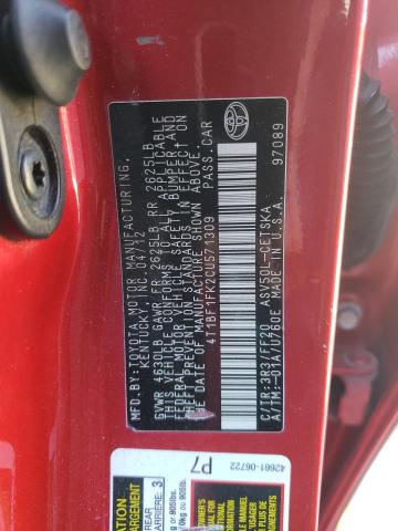 4T1BF1FK2CU571309 - 2012 TOYOTA CAMRY BASE წითელი ფოტო 12