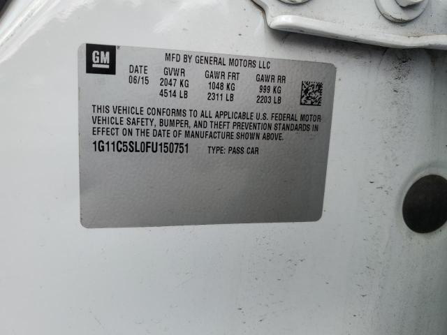 1G11C5SL0FU150751 - 2015 CHEVROLET MALIBU 1LT WHITE photo 12