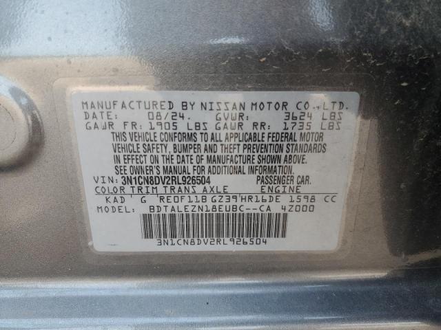 3N1CN8DV2RL926504 - 2024 NISSAN VERSA S 灰色 照片 12