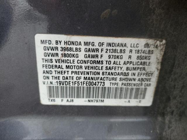 19VDE1F51FE004773 - 2015 ACURA ILX 20 PREMIUM GRAY photo 12