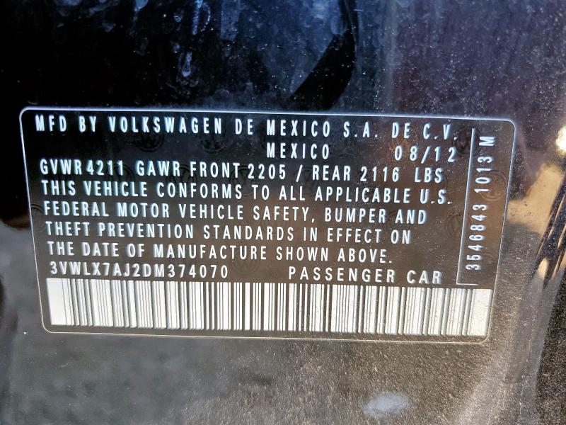 3VWLX7AJ2DM374070 - 2013 VOLKSWAGEN JETTA SEL შავი ფოტო 13