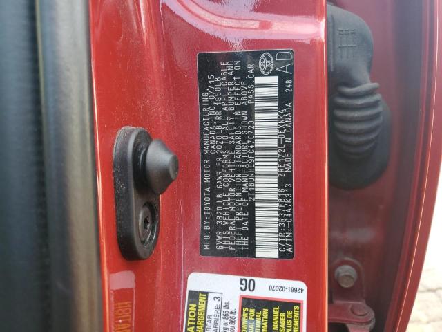 2T1BURHE9FC470723 - 2015 TOYOTA COROLLA L RED photo 13