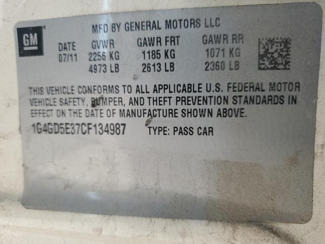 1G4GD5E37CF134987 - 2012 BUICK LACROSSE PREMIUM Weiß Foto 12