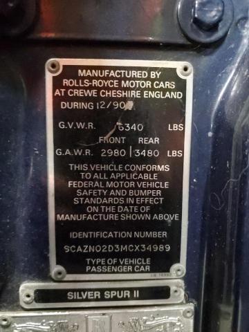 SCAZN02D3MCX34989 - 1991 ROLLS-ROYCE SILVER SPU BLUE photo 12