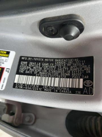 2T1BU4EE3CC756179 - 2012 TOYOTA COROLLA BASE SILVER photo 12