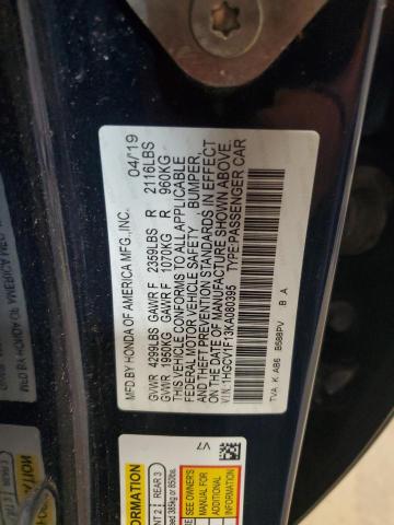 1HGCV1F13KA080395 - 2019 HONDA ACCORD LX Blau Foto 12