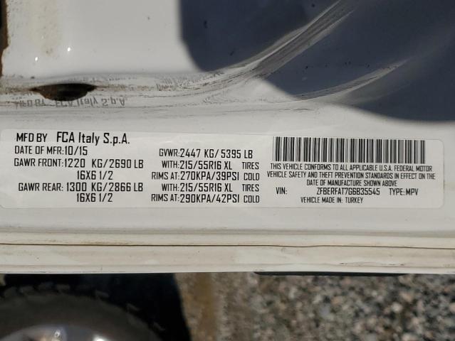 ZFBERFAT7G6B35545 - 2016 RAM PROMASTER WHITE photo 13