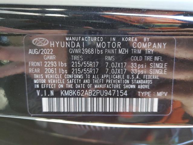 KM8K62AB2PU947154 - 2023 HYUNDAI KONA SEL BLACK photo 12