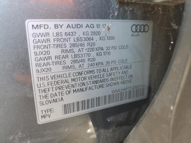 WA1LHAF77JD017172 - 2018 AUDI Q7 PREMIUM PLUS Серый фото 13