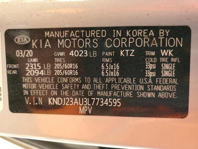 KNDJ23AU3L7734595 - 2020 KIA SOUL LX SILVER photo 13