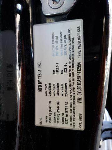 5YJ3E1EA5KF412554 - 2019 TESLA MODEL 3 黑色 照片 13
