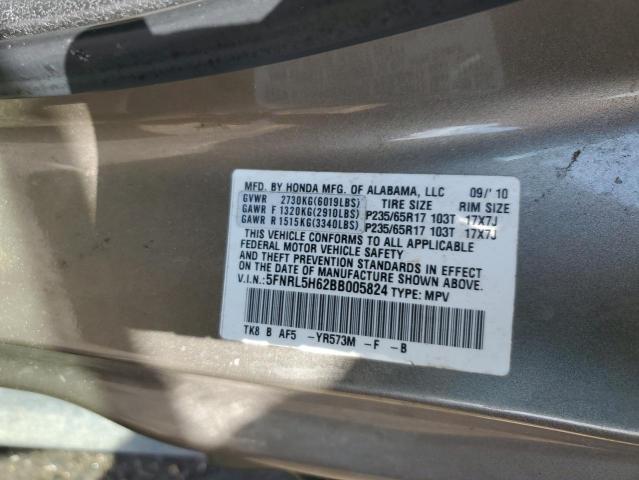 5FNRL5H62BB005824 - 2011 HONDA ODYSSEY EXL TAN photo 13