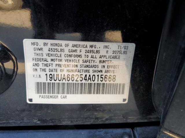 19UUA66254A015668 - 2004 ACURA TL BLACK photo 12