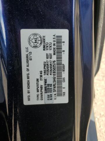 5FNRL5H61EB502576 - 2014 HONDA ODYSSEY EXL BLUE photo 13