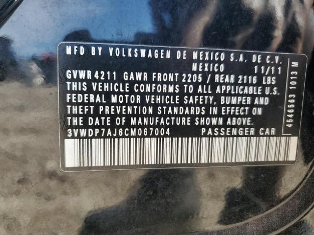 3VWDP7AJ6CM067004 - 2012 VOLKSWAGEN JETTA SE BLACK photo 12